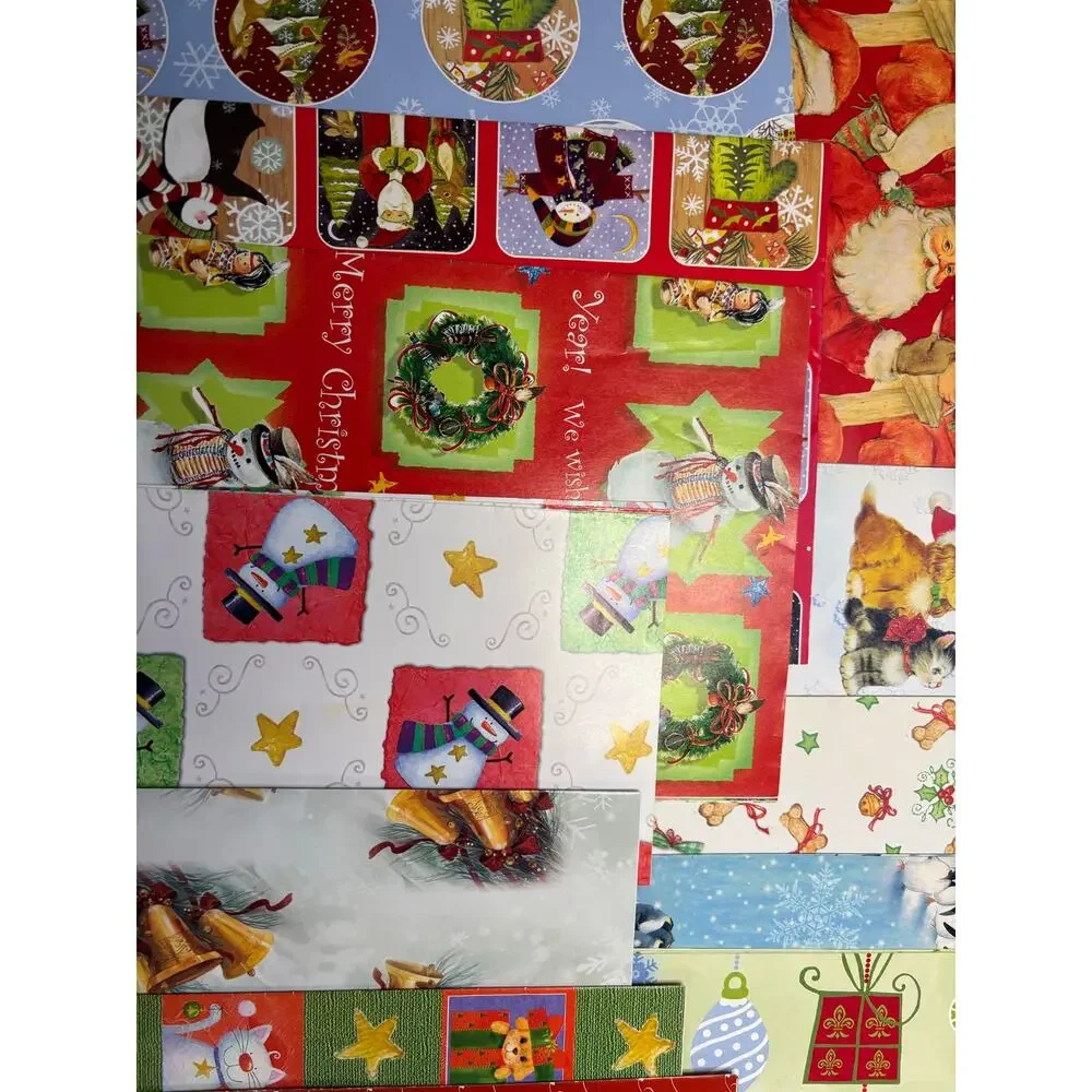 Vntg 90s Y2K Christmas Wrapping Paper Gift Wrap Lot 1 lb 12 oz Scrapbook
